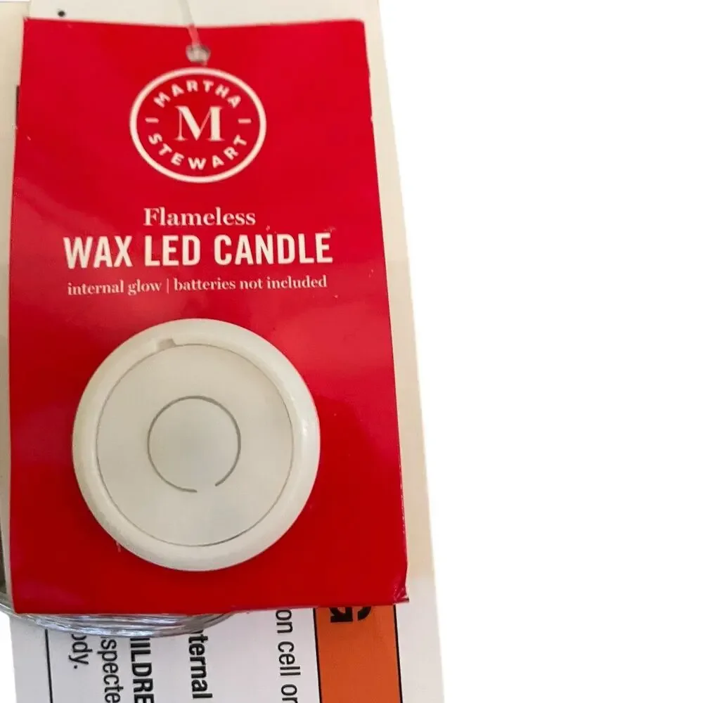 Martha Stewart Santa Flameless Christmas Internal Glow Wax LED Candle Cream New